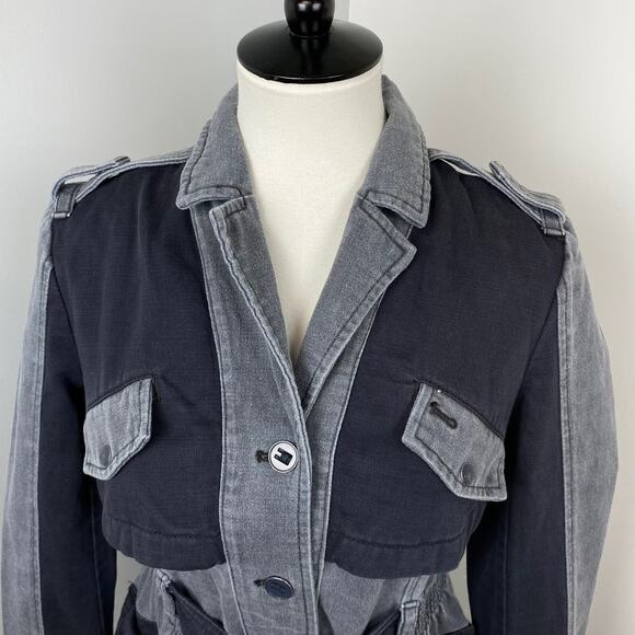 Anthropologie Hei Hei Ruffle Anorak Colorblock Ruffle Back Jacket XSP Steampunk - Picture 3 of 12